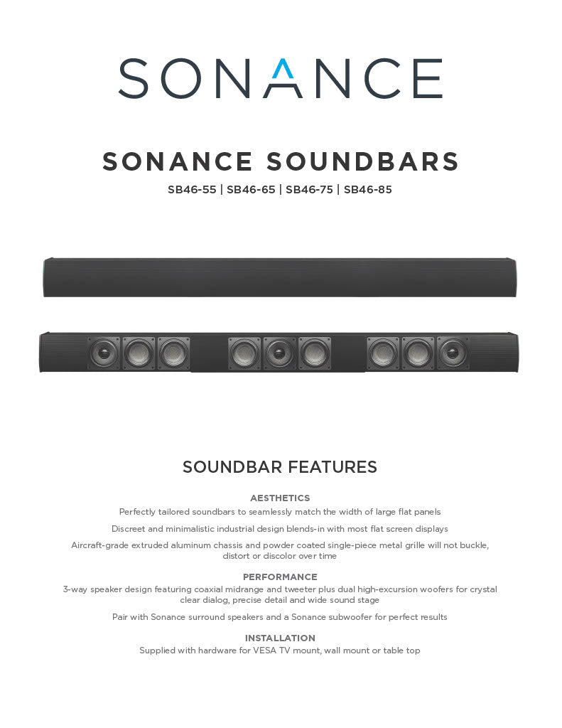 Sonance SB46 serie soundbar passive