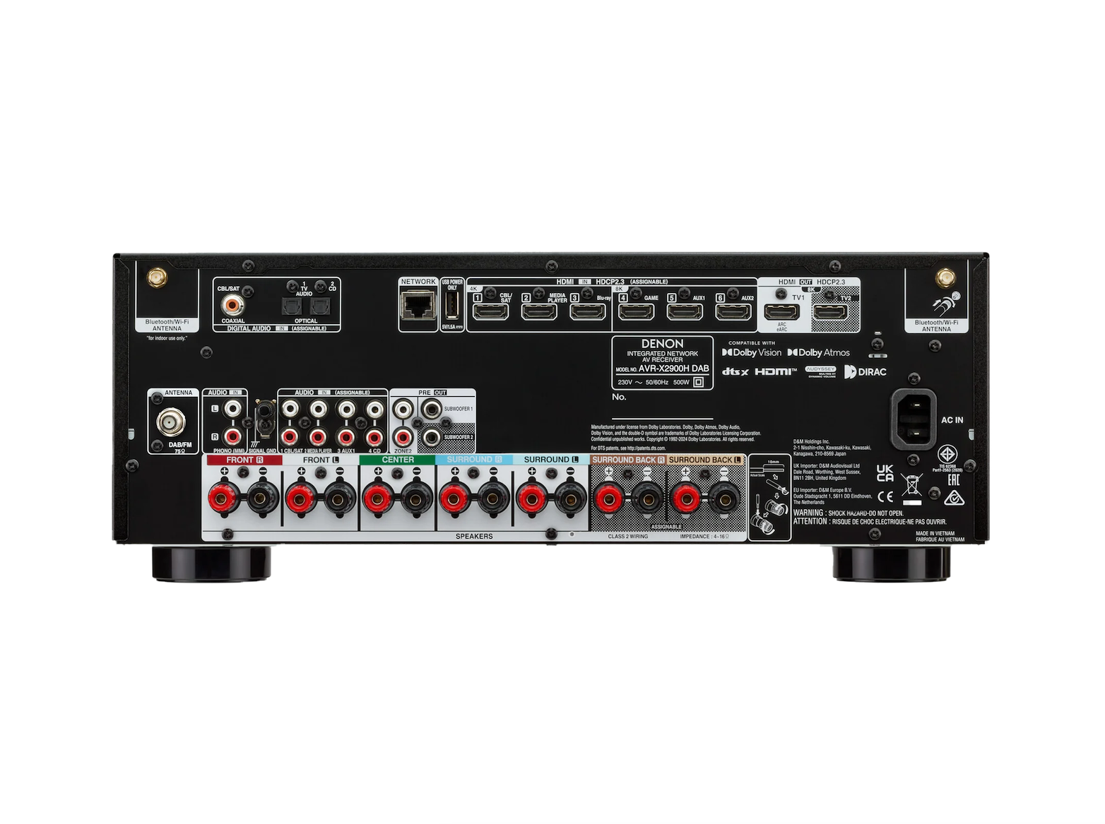 Denon AVR-X2900H DAB - Sintoamplificatore AV 7.2 Ch. 8K Ultra HD