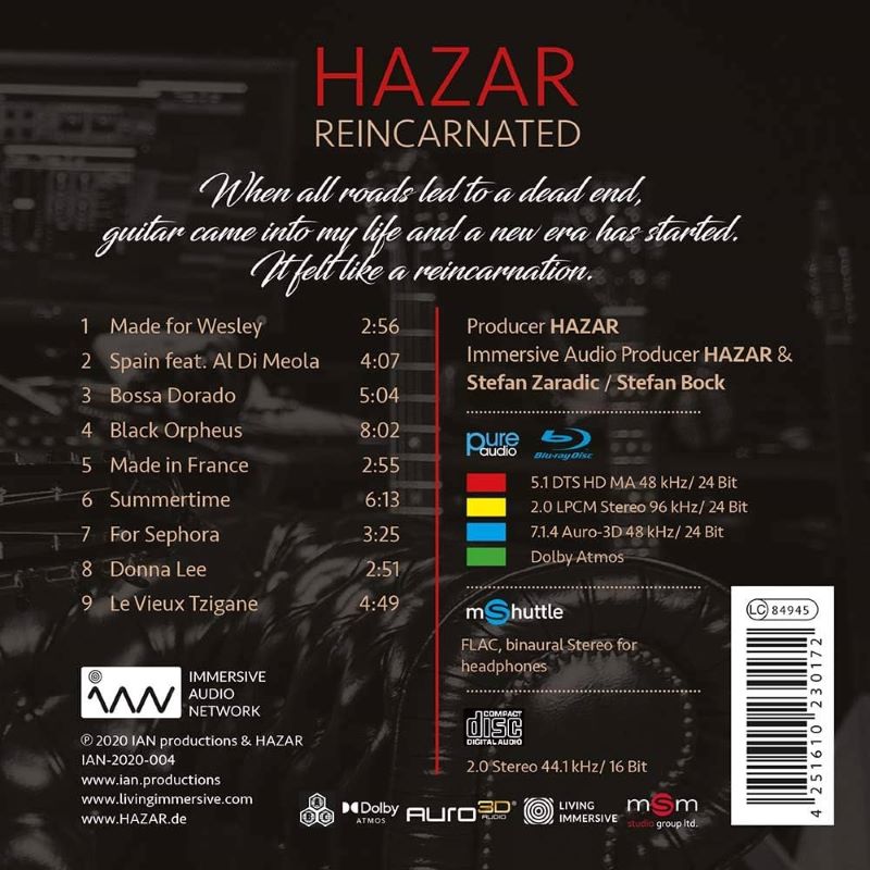 HAZAR - Reincarnated Blu-ray Disc Pure audio + CD