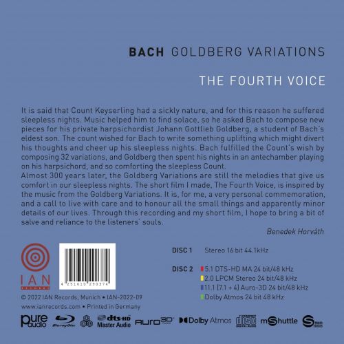 BACH Goldberg Variations - The fourth voice Blu-ray Disc Pure audio + CD