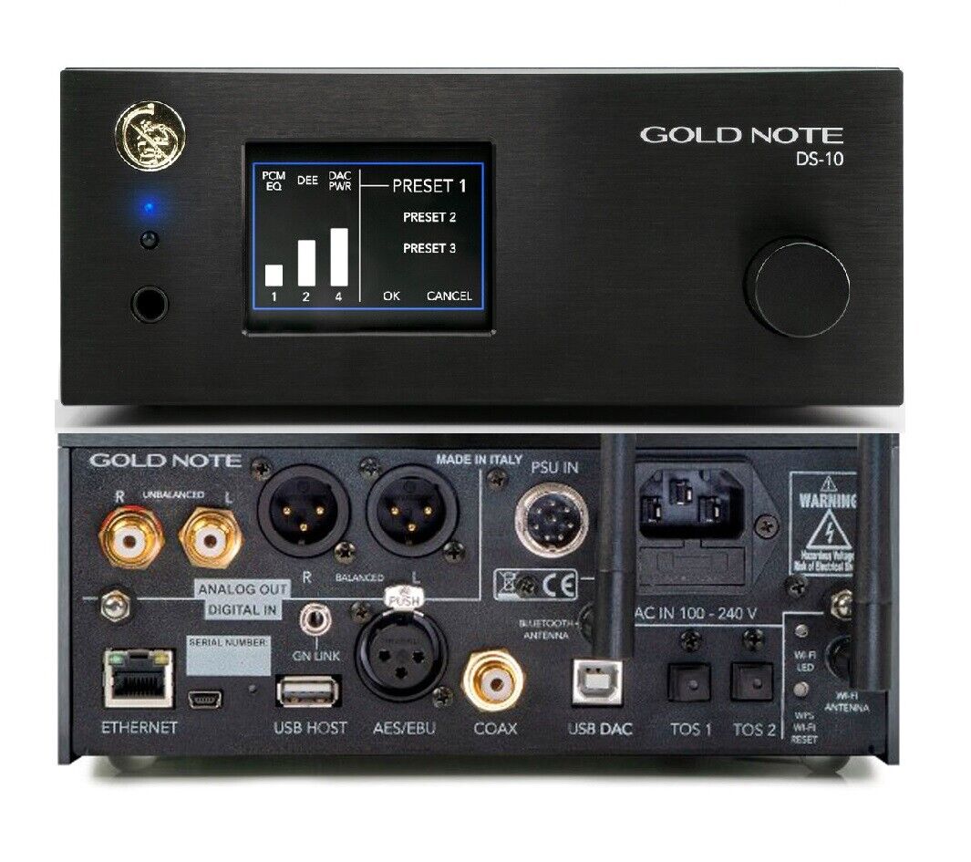 Gold Note DS-10 EVO Convertitore D/A con preamplificatore, amplificatore cuffie e streamer di rete